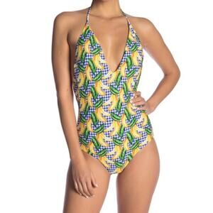 Onia Nina Plunging Bananas One Piece Swimsuit Nwot